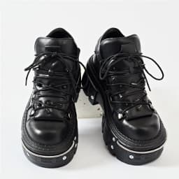 Punk Women Lace-Up Ankle Botas Mujer 2025 Rivet Metal Decoration Round Toe Thick Bottom Boots Woman Nightclub Rock Platform Shoe