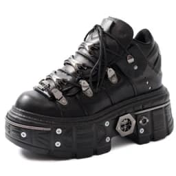 Punk Women Lace-Up Ankle Botas Mujer 2025 Rivet Metal Decoration Round Toe Thick Bottom Boots Woman Nightclub Rock Platform Shoe