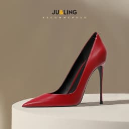 Temperament Pointed Wine Red High Heels Women's Soft Leather Single Shoes Shallow Mouth New Fashionable High Heels Single Shoes