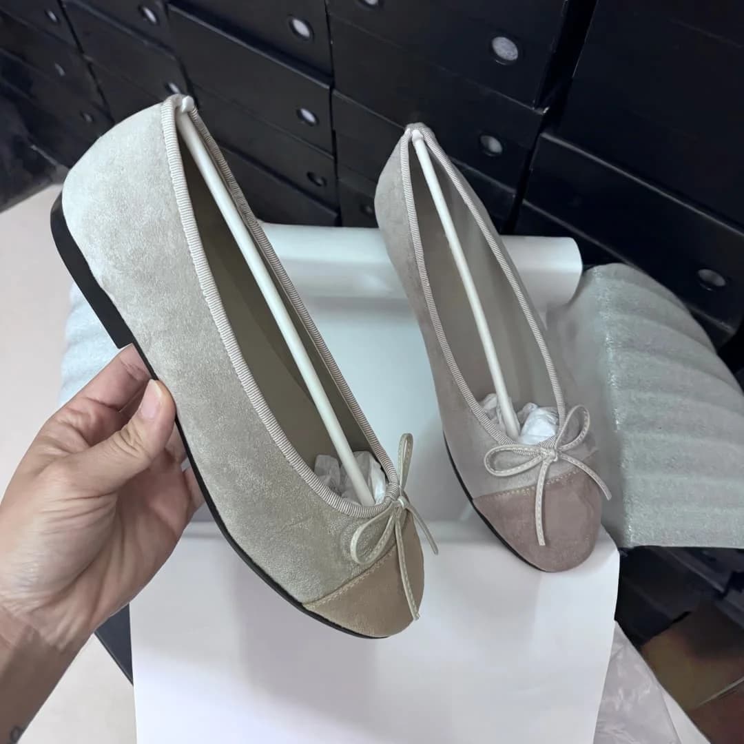 2026 New Spring style bow tie women's ballet flats made of genuine leather. Available in various colors.35-41