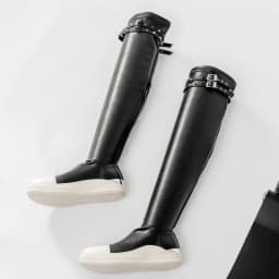 Women Over Knee High Boots PU Leather Platform Luxury Trainers Casual Stretch Shoes Spring Flats Black Red Socks Shoes Big Size