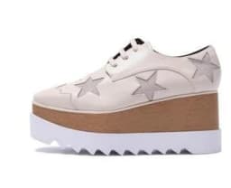 Wedges Square Toe Women Shoes 7cm Thick Heel Lace Up Platform Women Shoes breathable Stars Casual Female Shoes