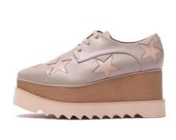Wedges Square Toe Women Shoes 7cm Thick Heel Lace Up Platform Women Shoes breathable Stars Casual Female Shoes