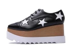 Wedges Square Toe Women Shoes 7cm Thick Heel Lace Up Platform Women Shoes breathable Stars Casual Female Shoes