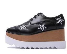 Wedges Square Toe Women Shoes 7cm Thick Heel Lace Up Platform Women Shoes breathable Stars Casual Female Shoes