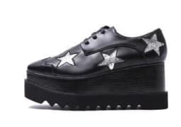 Wedges Square Toe Women Shoes 7cm Thick Heel Lace Up Platform Women Shoes breathable Stars Casual Female Shoes