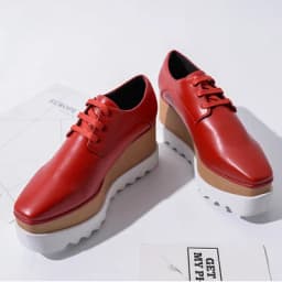 Wedges Square Toe Women Shoes 7cm Thick Heel Lace Up Platform Women Shoes breathable Stars Casual Female Shoes