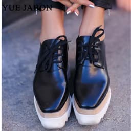 Wedges Square Toe Women Shoes 7cm Thick Heel Lace Up Platform Women Shoes breathable Stars Casual Female Shoes