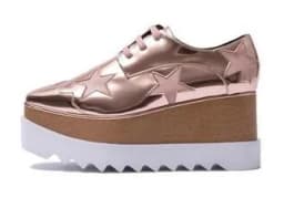 Wedges Square Toe Women Shoes 7cm Thick Heel Lace Up Platform Women Shoes breathable Stars Casual Female Shoes