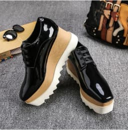 Wedges Square Toe Women Shoes 7cm Thick Heel Lace Up Platform Women Shoes breathable Stars Casual Female Shoes