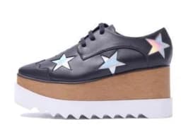 Wedges Square Toe Women Shoes 7cm Thick Heel Lace Up Platform Women Shoes breathable Stars Casual Female Shoes