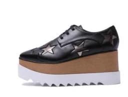 Wedges Square Toe Women Shoes 7cm Thick Heel Lace Up Platform Women Shoes breathable Stars Casual Female Shoes
