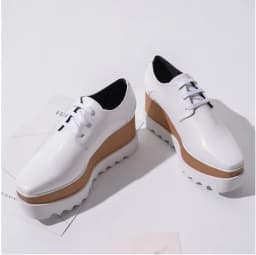 Wedges Square Toe Women Shoes 7cm Thick Heel Lace Up Platform Women Shoes breathable Stars Casual Female Shoes