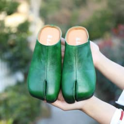 Careaymade-Handmade Genuine Leather Big Size Women's Slippers, Cowhide High-End Sense Niche Split Toe Flat Men's Slippers 35-45