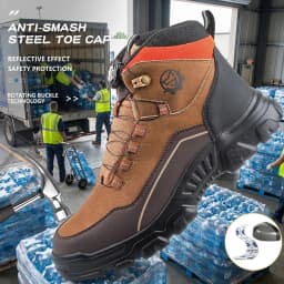 Lightweight Waterproof High Top Rotary Knob Safety Shoes Steel Toe Anti-smash Puncture Proof Work Boots For Construction Workers