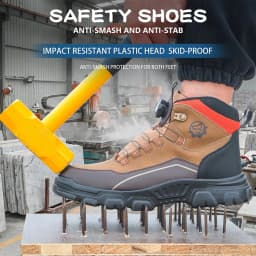 Lightweight Waterproof High Top Rotary Knob Safety Shoes Steel Toe Anti-smash Puncture Proof Work Boots For Construction Workers