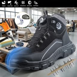 Lightweight Waterproof High Top Rotary Knob Safety Shoes Steel Toe Anti-smash Puncture Proof Work Boots For Construction Workers