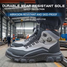 Lightweight Waterproof High Top Rotary Knob Safety Shoes Steel Toe Anti-smash Puncture Proof Work Boots For Construction Workers