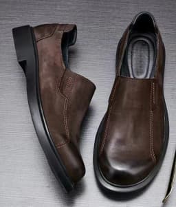 EAGSITY Grage A Cow leather Men's loafer shoes suede slip on work shoes street style casual boat shoes outdoor footwear sneaker