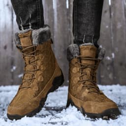 New Winter Men Snow Boots Fur Plush Warm Men Ankle Boots Plus Size Waterproof Men Boots Outdoor Non-Slip Hiking Boots Work Shoes