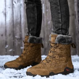 New Winter Men Snow Boots Fur Plush Warm Men Ankle Boots Plus Size Waterproof Men Boots Outdoor Non-Slip Hiking Boots Work Shoes