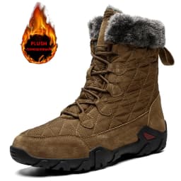 New Winter Men Snow Boots Fur Plush Warm Men Ankle Boots Plus Size Waterproof Men Boots Outdoor Non-Slip Hiking Boots Work Shoes