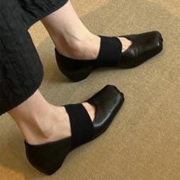 Luxury Shoes Women2026 New Leather Square Toe Elastic Band Mary Jane Women's Shallow Toe Flat Single Shoe Shoes for Women
