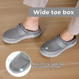 FitVille Wide Slippers For Men Slip-On Mules Clogs For Swollen Feet Adjustable Strap Indoors Lightweight Walking Shoes