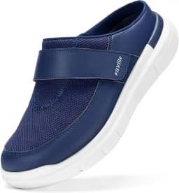 FitVille Wide Slippers For Men Slip-On Mules Clogs For Swollen Feet Adjustable Strap Indoors Lightweight Walking Shoes