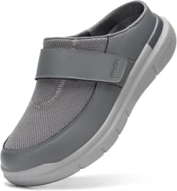 FitVille Wide Slippers For Men Slip-On Mules Clogs For Swollen Feet Adjustable Strap Indoors Lightweight Walking Shoes