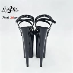 Womens 26cm/10Inch Black Patent Strappy Buckle Open Toe Platform Extreme Stiletto Sandal Stripper Shoe Pole Dance Club Rave