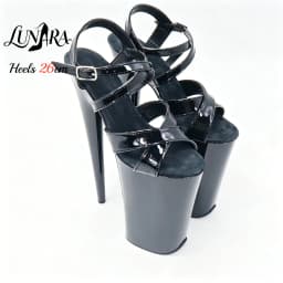 Womens 26cm/10Inch Black Patent Strappy Buckle Open Toe Platform Extreme Stiletto Sandal Stripper Shoe Pole Dance Club Rave