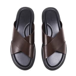 Leather Non-slip Elegant Slippers Top Grade Cowhide Vamp Soft Shoes Mens Daily Wear Comfortable Sandals