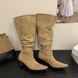 Knee High Riding Long Boots for Woman 2027 New Knight Boots Leather Pointed Toe Female Comfort Casual Boots Botas Zapatos