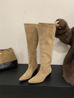 Knee High Riding Long Boots for Woman 2027 New Knight Boots Leather Pointed Toe Female Comfort Casual Boots Botas Zapatos