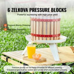 SucceBuy 6-18L Fruit Wine Press Solid Wood Basket 6 or 8 Blocks Manual Juice Maker with Pole Handle Bar for Kitchen and Home