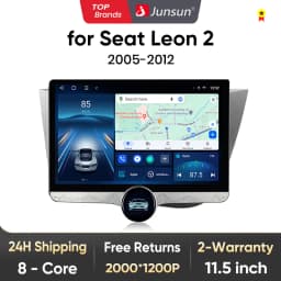 Junsun 11.5" Car Radio Android Auto Wireless CarPlay For Seat Leon MK2 2005 2006 2007 2008-2012 QLED 2K Screen Multimedia Stereo