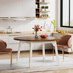Tribesigns Round Dining Table for 4-6 People, 47-Inch Farmhouse Dinning Room Table Circle Kitchen Table