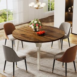 Tribesigns Round Dining Table for 4-6 People, 47-Inch Farmhouse Dinning Room Table Circle Kitchen Table