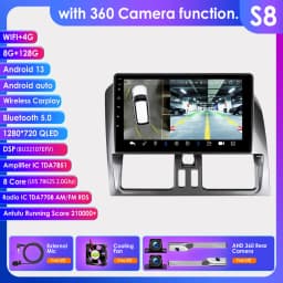 9" Hizpo 2Din CarPlay Android Auto Car Radio for Volvo XC60 2008 - 2013 BT 4G RDS DSP GPS SWC Snapdragon 6115 360°CAM