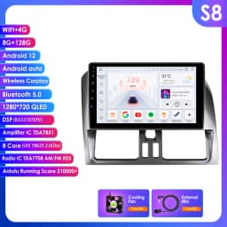 9" Hizpo 2Din CarPlay Android Auto Car Radio for Volvo XC60 2008 - 2013 BT 4G RDS DSP GPS SWC Snapdragon 6115 360°CAM
