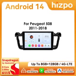Hizpo 2Din 9inch Android Car Radio for Peugeot 508 508SW 2011 - 2018 CarPlay Android Auto RDS DSP GPS Navigation Snapdragon 6115