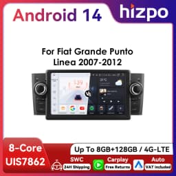 Hizpo 2Din 7Inch CarPlay Android Auto Car Radio for Fiat Grande Punto Linea 2007 - 2012 UI7862 Multimedia RDS DSP GPS 4G BT SWC