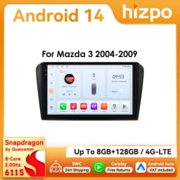 9" Hizpo 2Din CarPlay Android Auto Car Radio for Mazda 3 2004 - 2009 Snapdragon 6115 Headunit GPS Navi 4G BT RDS DSP SWC 360°CAM