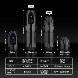 Kiss of Dragon Rocket Wireless Tattoo Machine Pen Gun Rotary Battery Strong Coreless Motor LCD Digital Display for Artist Body