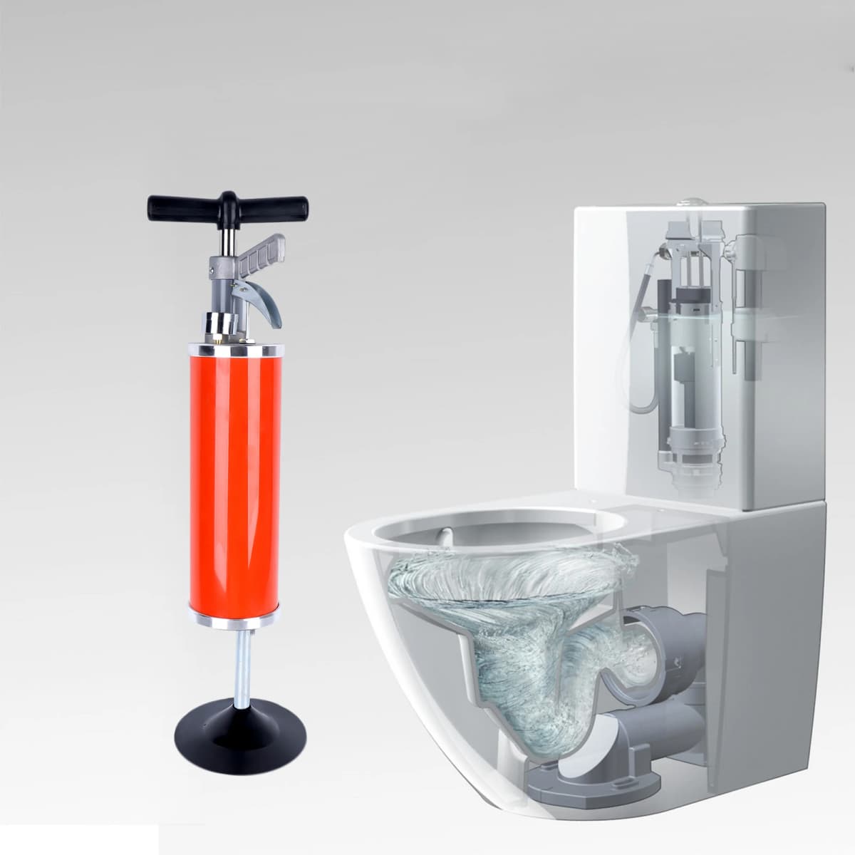 Portable High Pressure Toilet Plunger Manual Sink Plunger Air Drain Blaster Pump 4" Drain Cleaning Tool