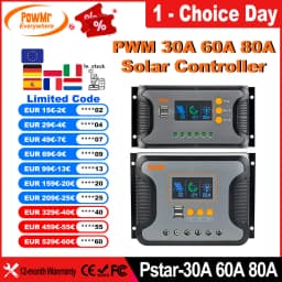 PowMr had 30A 60A 80A Solar Charge Controller for 12V 24V 36V 48V Battery With LED Screen USB 5V 2A PV V V out put Work Sliently