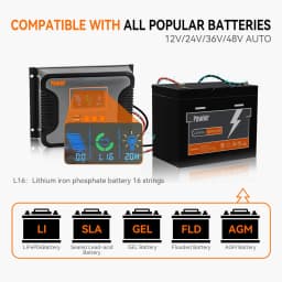 PowMr had 30A 60A 80A Solar Charge Controller for 12V 24V 36V 48V Battery With LED Screen USB 5V 2A PV V V out put Work Sliently