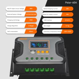 PowMr had 30A 60A 80A Solar Charge Controller for 12V 24V 36V 48V Battery With LED Screen USB 5V 2A PV V V out put Work Sliently