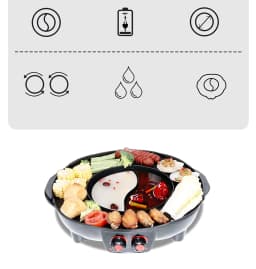 2 in 1 Hot Pot Oven Smoke Free Grill Machine Electric Hot Pot BBQ Grill Pan-